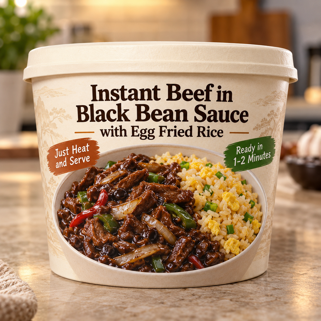 Instant Beef in Black Bean Sauce with Egg Fried Rice (Just Heat and Serve)