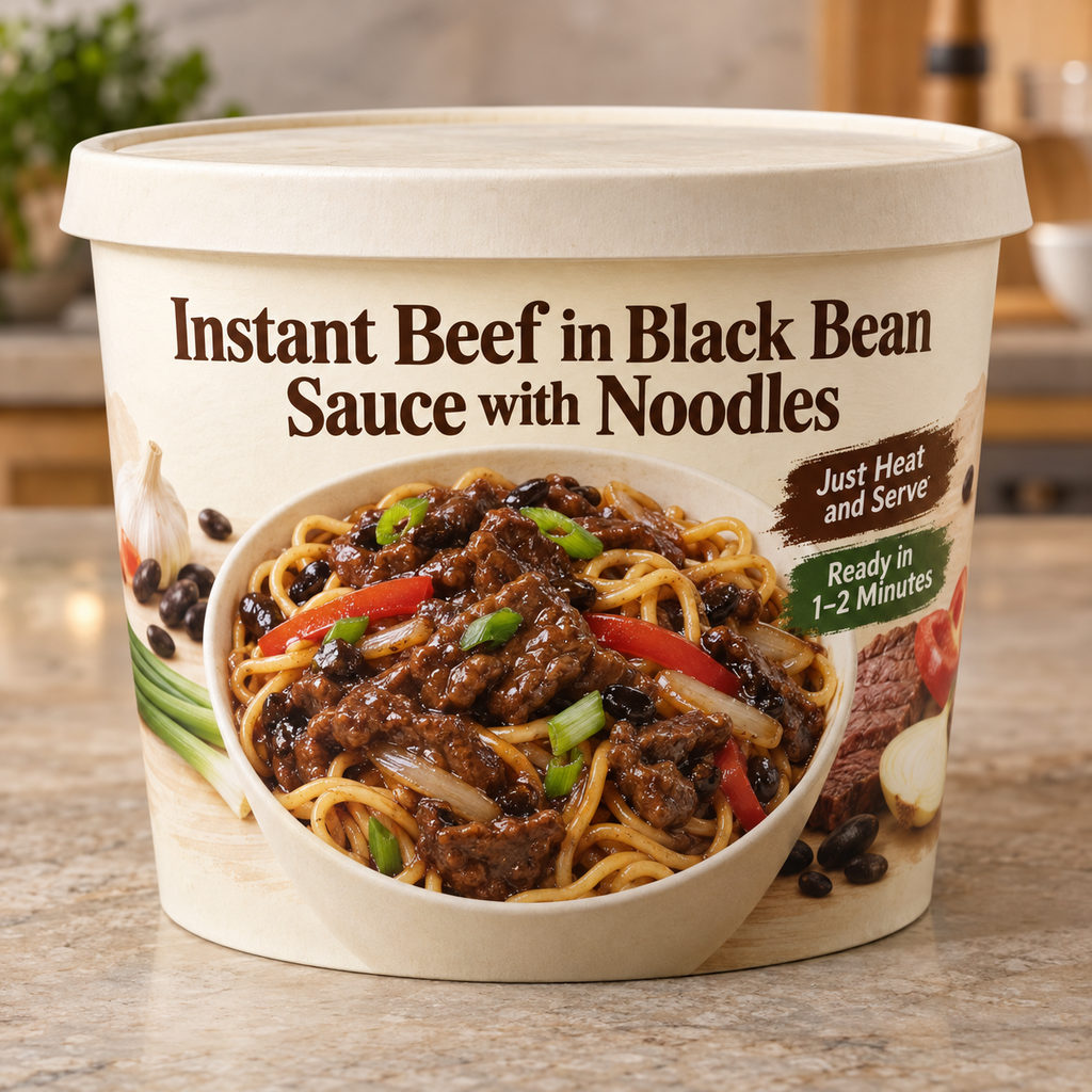 Instant Beef in Black Bean Sauce with Noodles (Just Heat and Serve)