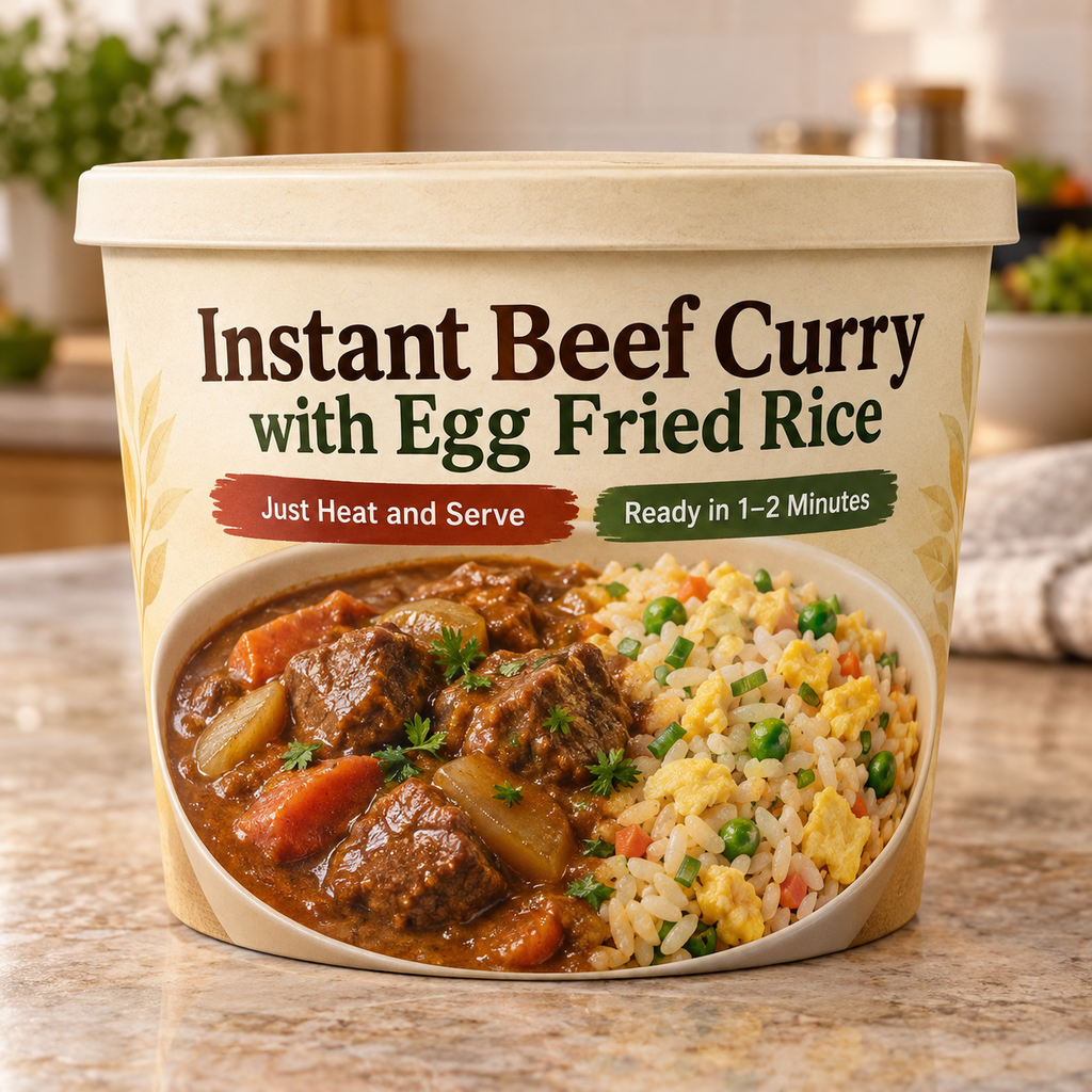 Instant Beef Curry with Egg Fried Rice (Just Heat and Serve)