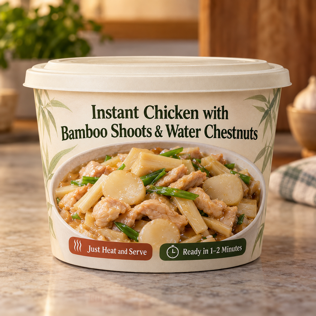 Instant Chicken with Bamboo Shoots & Water Chestnuts (Just Heat and Serve)