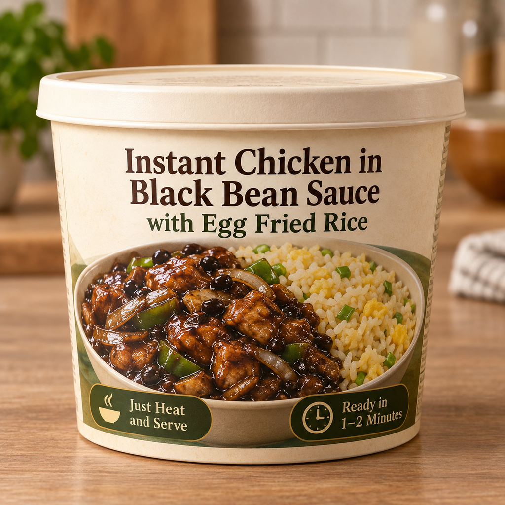 Instant Chicken in Black Bean Sauce with Egg Fried Rice (Just Heat and Serve)