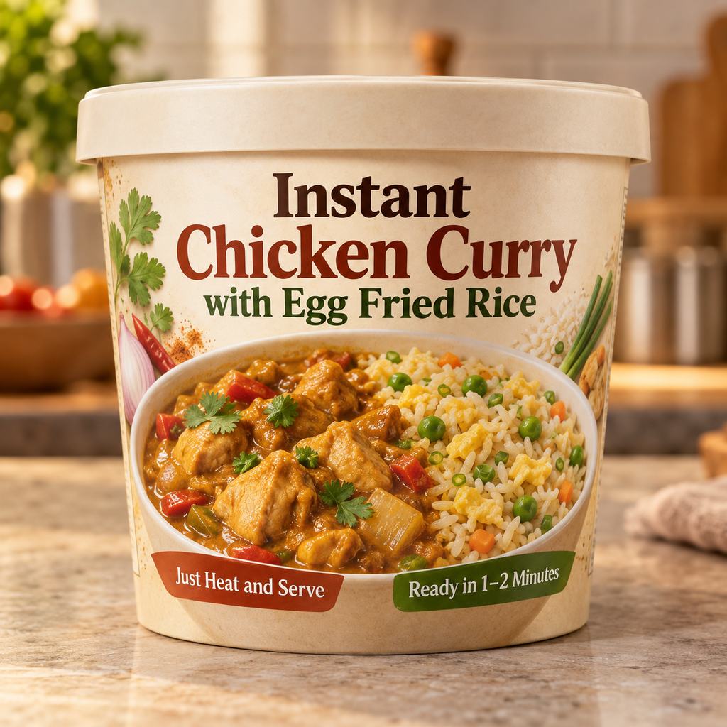 Instant Chicken Curry with Egg Fried Rice (Just Heat and Serve)