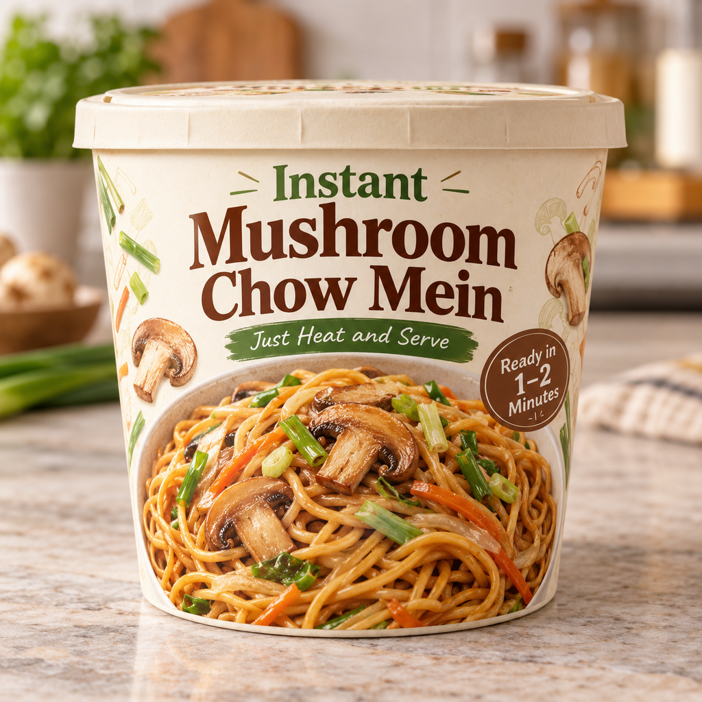 Instant Mushroom Chow Mein (Just Heat and Serve)