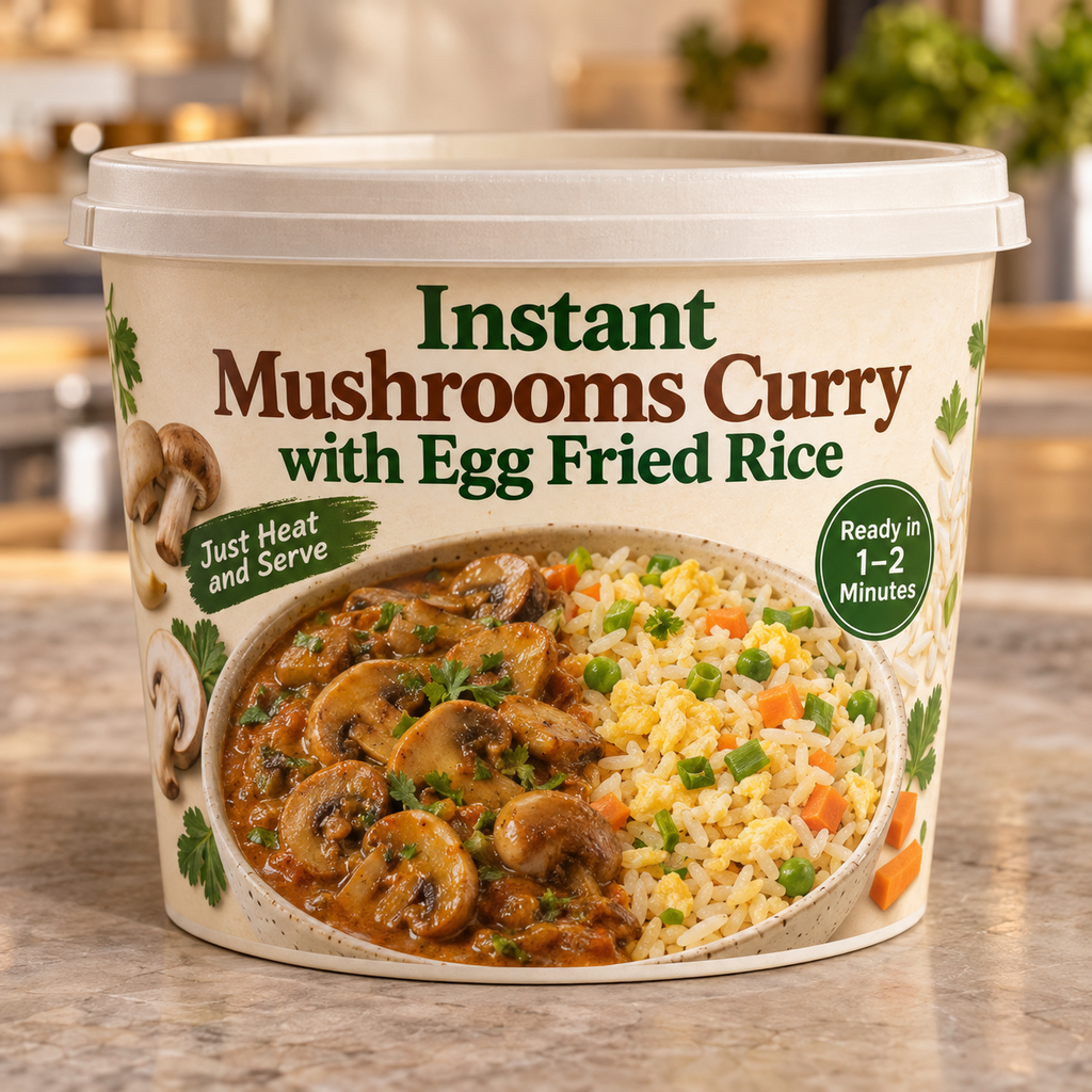 Instant Mushrooms Curry with Egg Fried Rice (Just Heat and Serve)