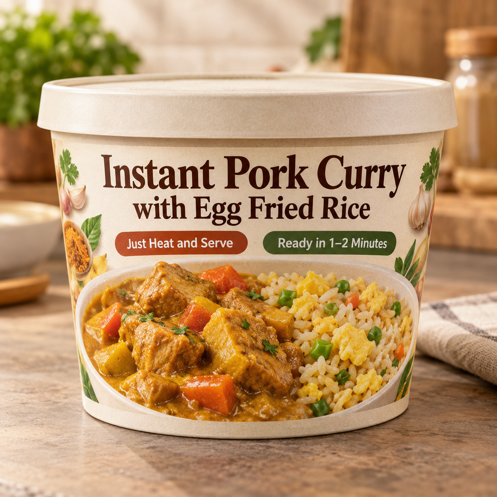 Instant Pork Curry with Egg Fried Rice (Just Heat and Serve)