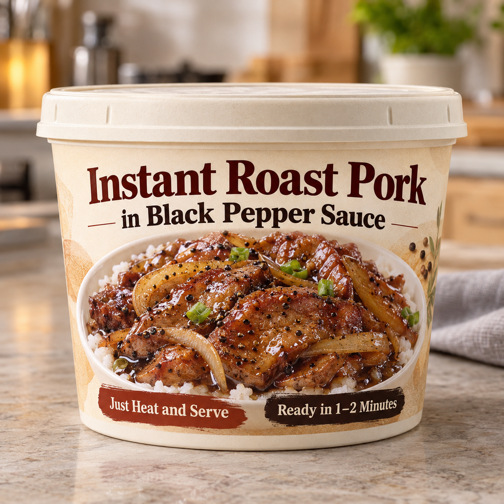 Instant Roast Pork in Black Pepper Sauce (Just Heat and Serve)