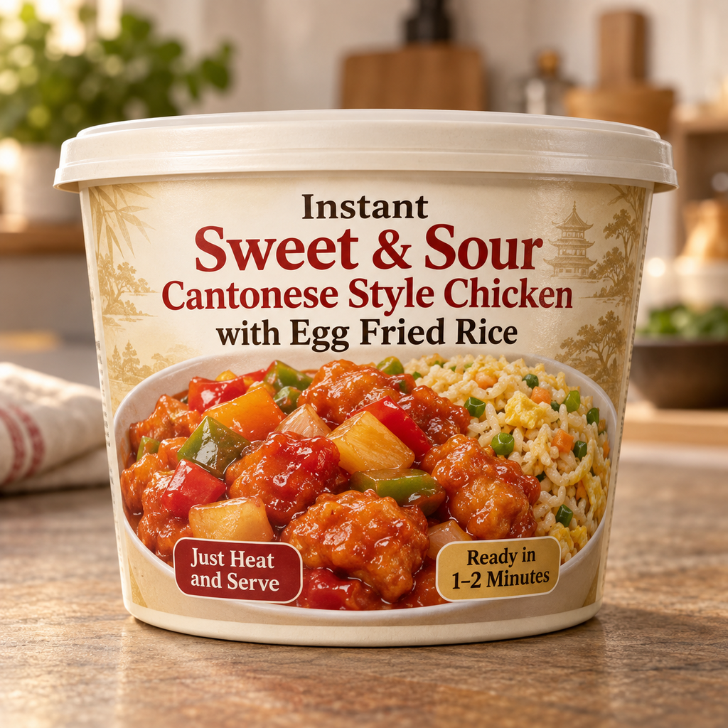 Instant Sweet & Sour Cantonese Style Chicken with Egg Fried Rice (Just Heat and Serve)